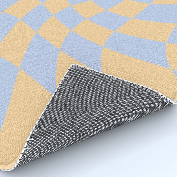 Wavy Check - Blue And Yellow - Checkerboard Pattern Print Rug Gallery Image 4