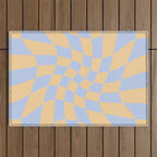 Wavy Check - Blue And Yellow - Checkerboard Pattern Print Outdoor Rug Gallery Image 1