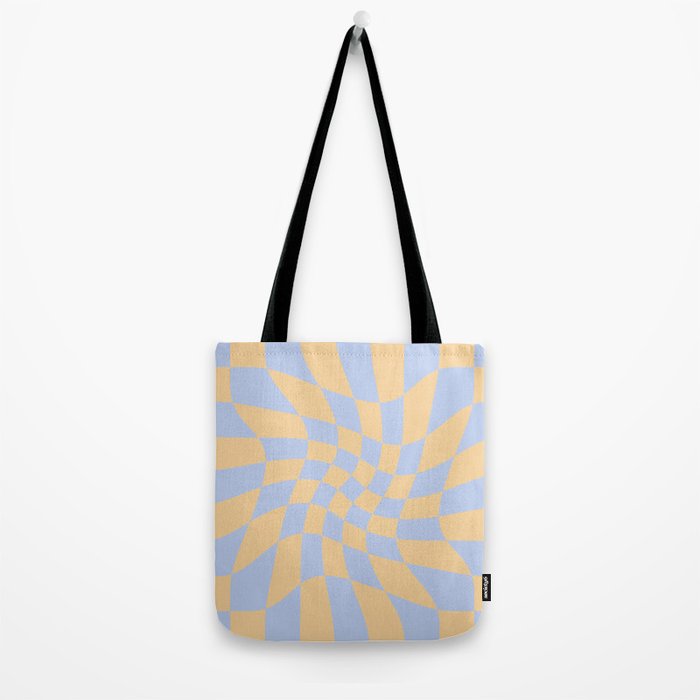 Wavy Check - Blue And Yellow - Checkerboard Pattern Print Tote Bag Gallery Image 2