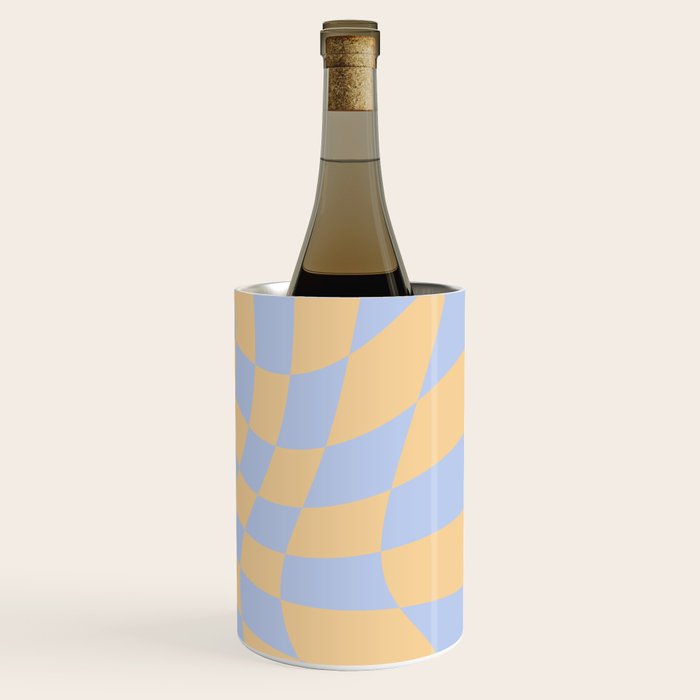 Wavy Check - Blue And Yellow - Checkerboard Pattern Print Wine Chiller Gallery Image 3