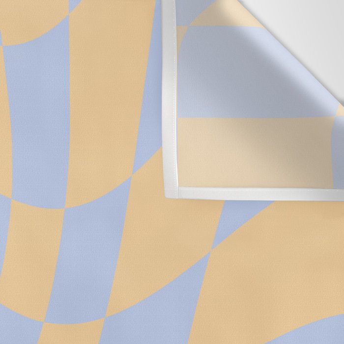 Wavy Check - Blue And Yellow - Checkerboard Pattern Print Wall Tapestry Gallery Image 3