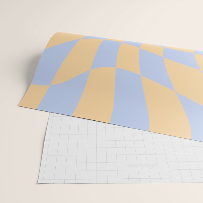 Wavy Check - Blue And Yellow - Checkerboard Pattern Print Wrapping Paper Gallery Image 2