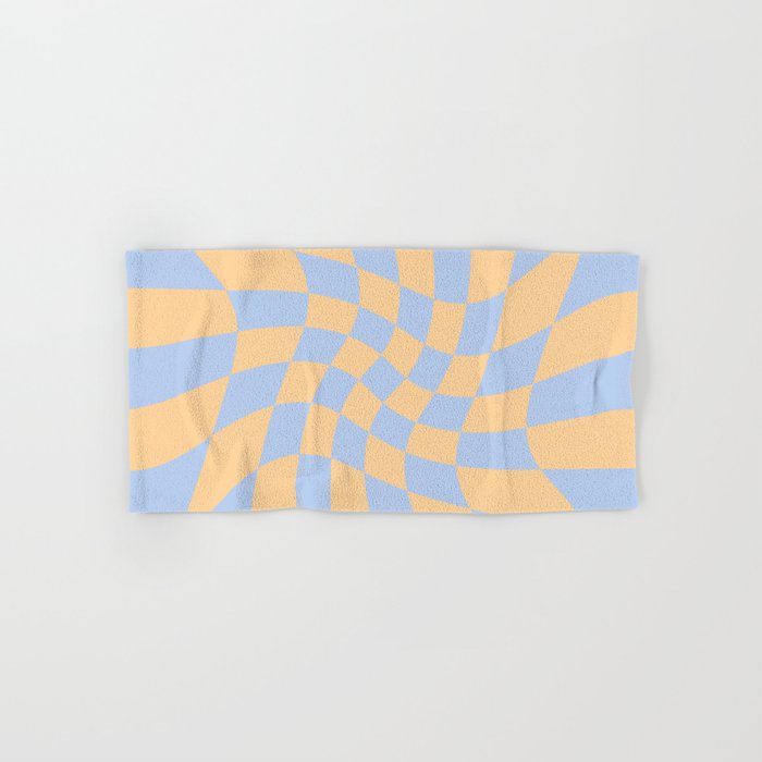 Wavy Check - Blue And Yellow - Checkerboard Pattern Print Bath Towel Gallery Image 1