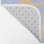 Wavy Check - Blue And Yellow - Checkerboard Pattern Print Bath Mat Gallery Image 2