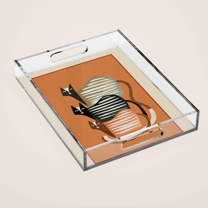 Stacked Abstract Cats Acrylic Tray Gallery Image 1