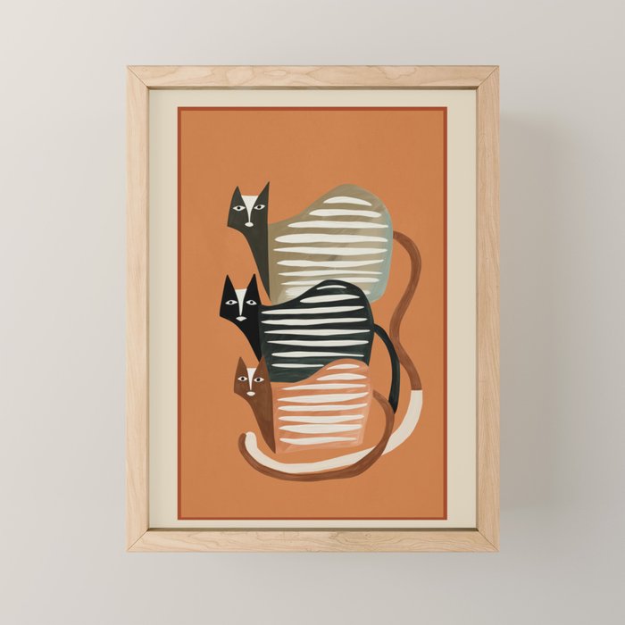 Stacked Abstract Cats Mini Art Print Gallery Image 1