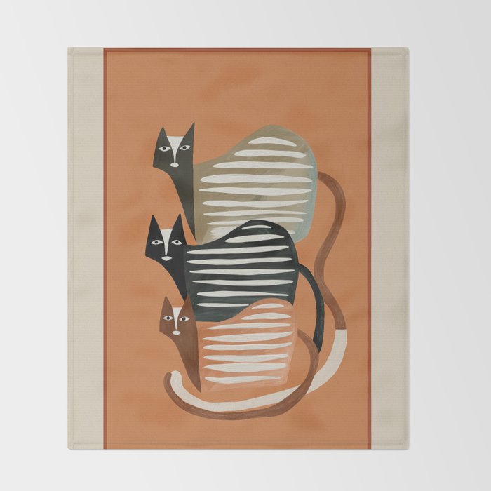 Stacked Abstract Cats Throw Blanket Gallery Image 2