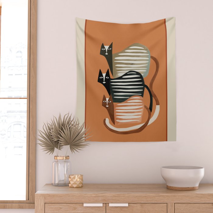 Stacked Abstract Cats Wall Tapestry Gallery Image 2