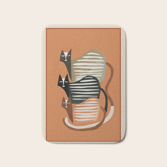 Stacked Abstract Cats Bath Mat Gallery Image 1