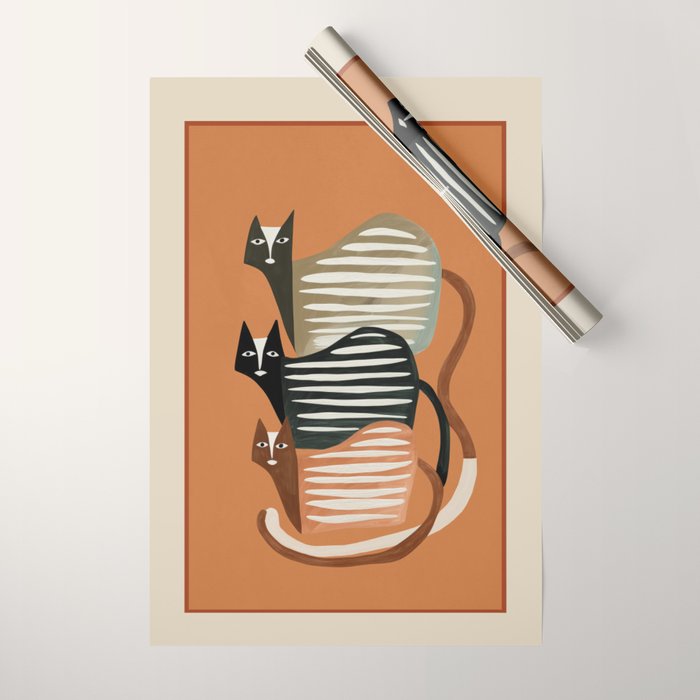 Stacked Abstract Cats Wrapping Paper Gallery Image 1