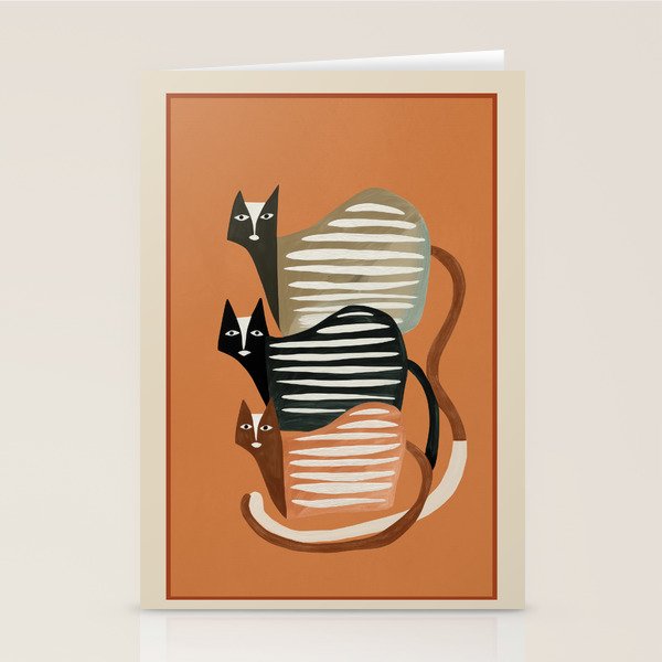 Stacked Abstract Cats Stationery Card Gallery Image 1