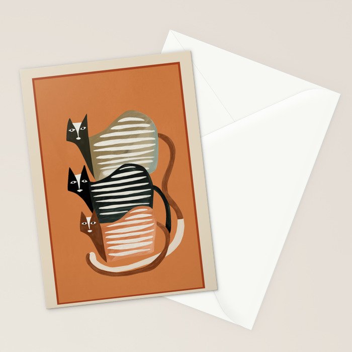 Stacked Abstract Cats Stationery Card Gallery Image 2