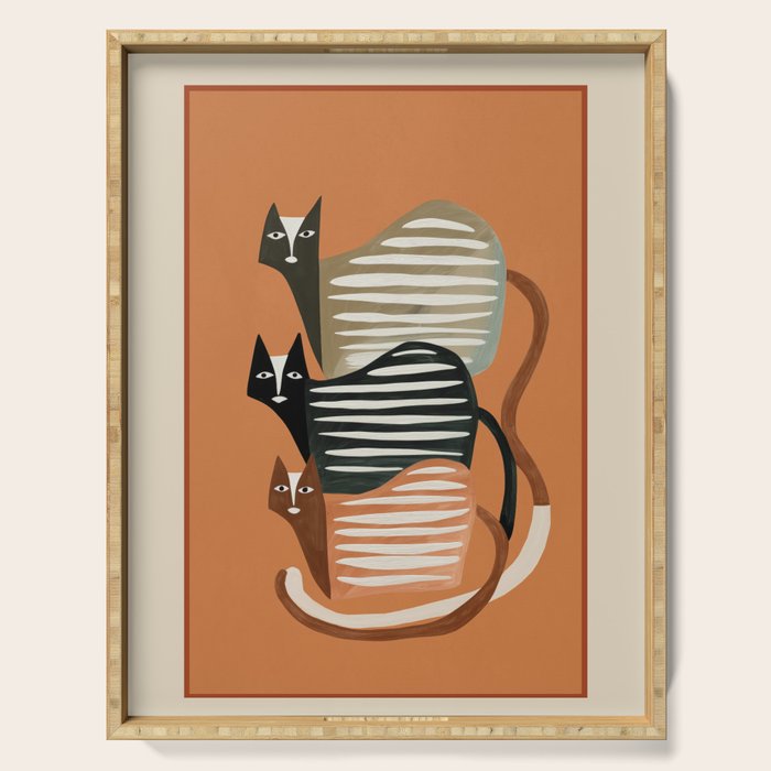 Stacked Abstract Cats Serving Tray Gallery Image 1