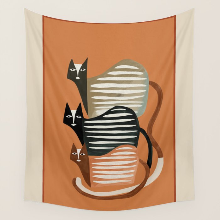 Stacked Abstract Cats Wall Tapestry Gallery Image 4