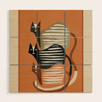 Stacked Abstract Cats Wood Wall Art Gallery Image 1
