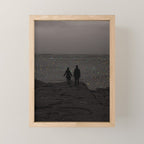 WAITING | couple | sea | collage | sparkle | glitter | black and white | shiny | bling | love  Mini Art Print Gallery Image 1