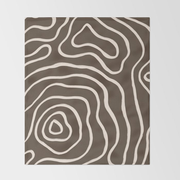 Topographic Map / Brown & Nude Throw Blanket Gallery Image 2
