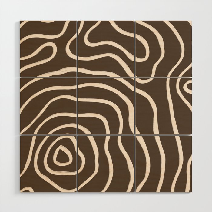 Topographic Map / Brown & Nude Wood Wall Art Gallery Image 1