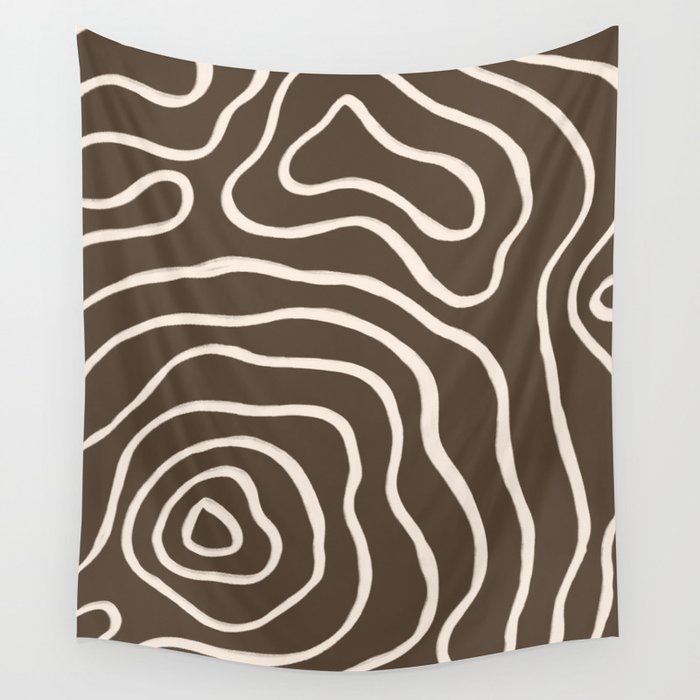 Topographic Map / Brown & Nude Wall Tapestry Gallery Image 4