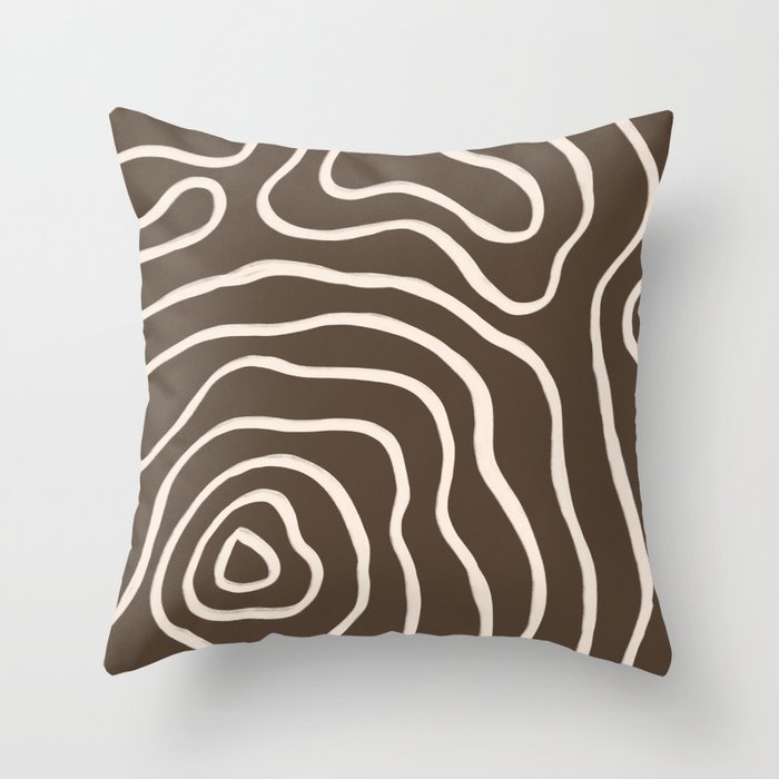 Topographic Map / Brown & Nude Throw Pillow Gallery Image 6