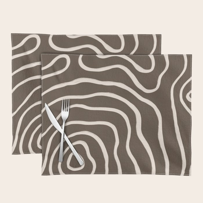 Topographic Map / Brown & Nude Placemat Gallery Image 1