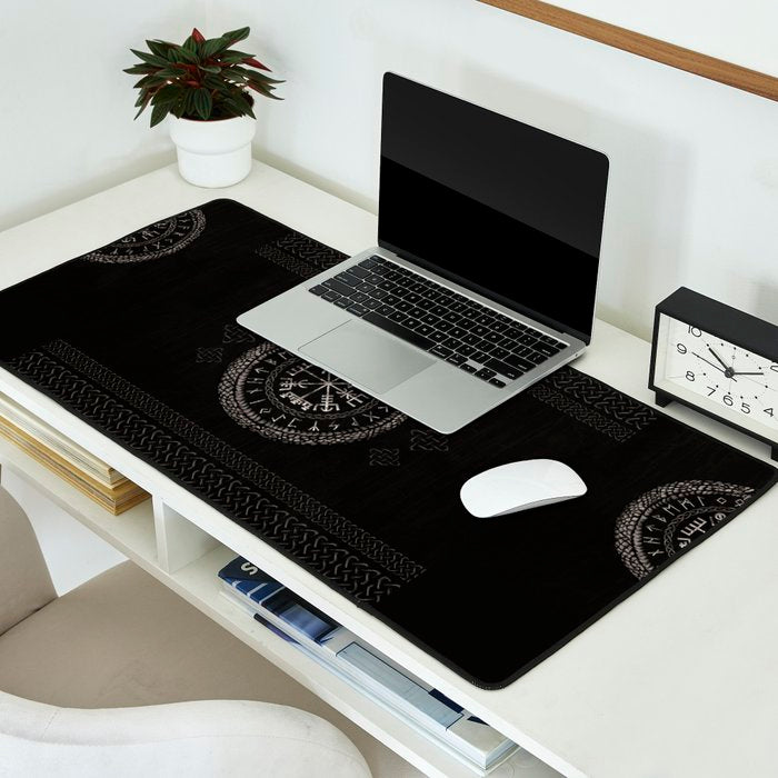 Vegvisir with Ouroboros and runes Desk Mat Gallery Image 2