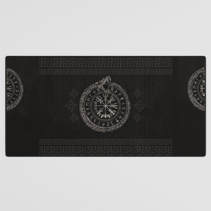 Vegvisir with Ouroboros and runes Desk Mat Gallery Image 3
