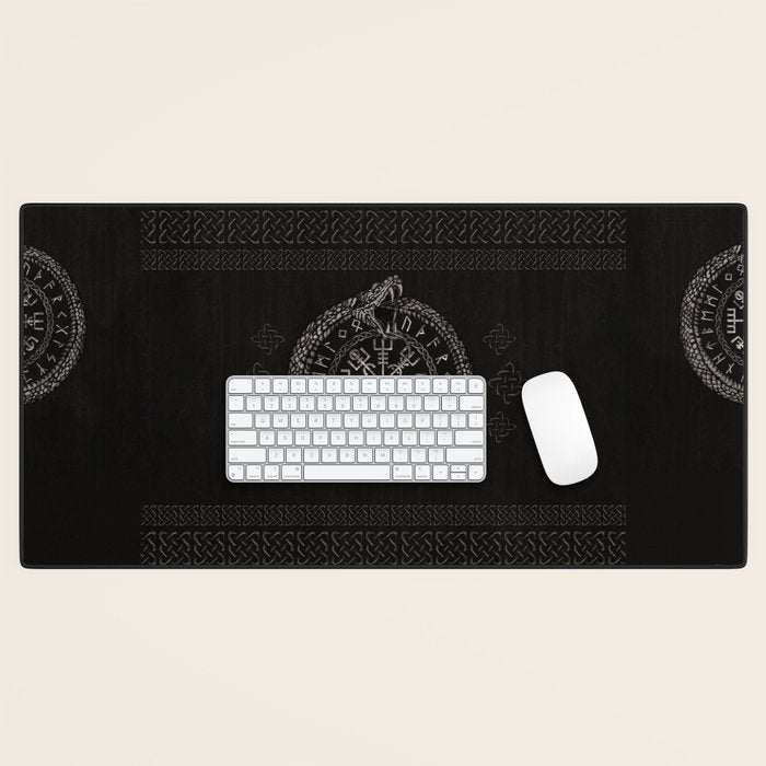 Vegvisir with Ouroboros and runes Desk Mat Gallery Image 1