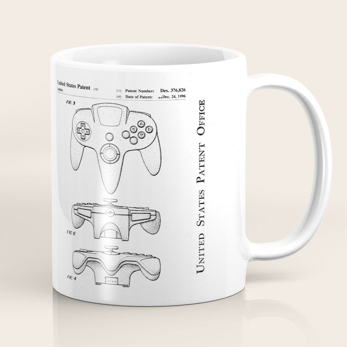 Video Game Controller Patent - Retro Gaming Game Room Art - Black Chalkboard Coffee Mug Gallery Image 1