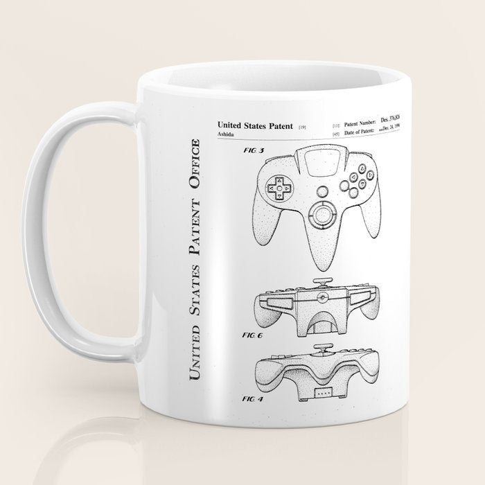 Video Game Controller Patent - Retro Gaming Game Room Art - Black Chalkboard Coffee Mug Gallery Image 3