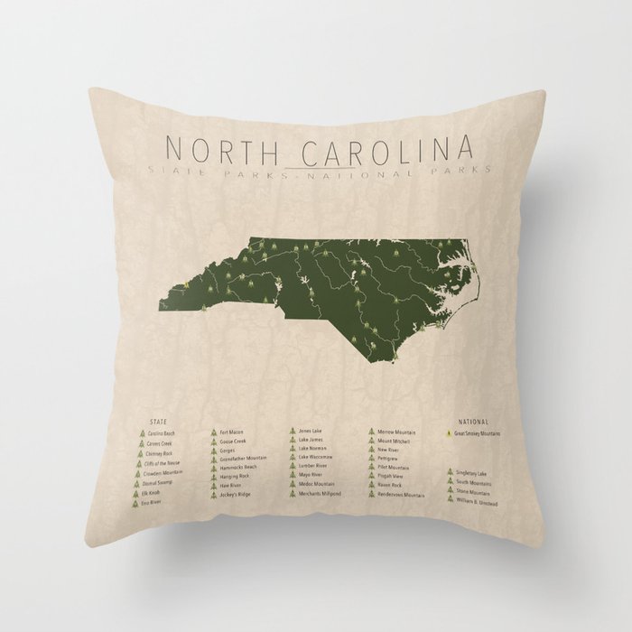 North Carolina Parks Throw Pillow Gallery Image 6