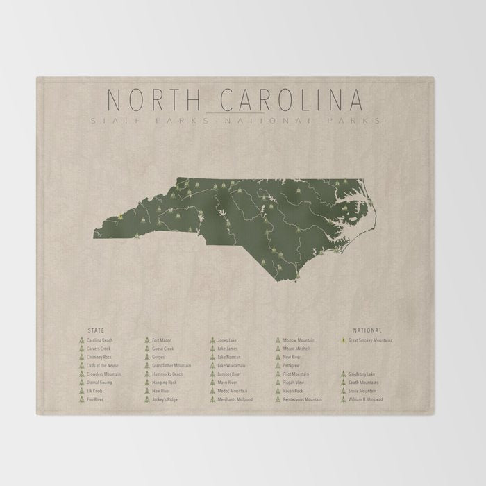 North Carolina Parks Throw Blanket Gallery Image 2