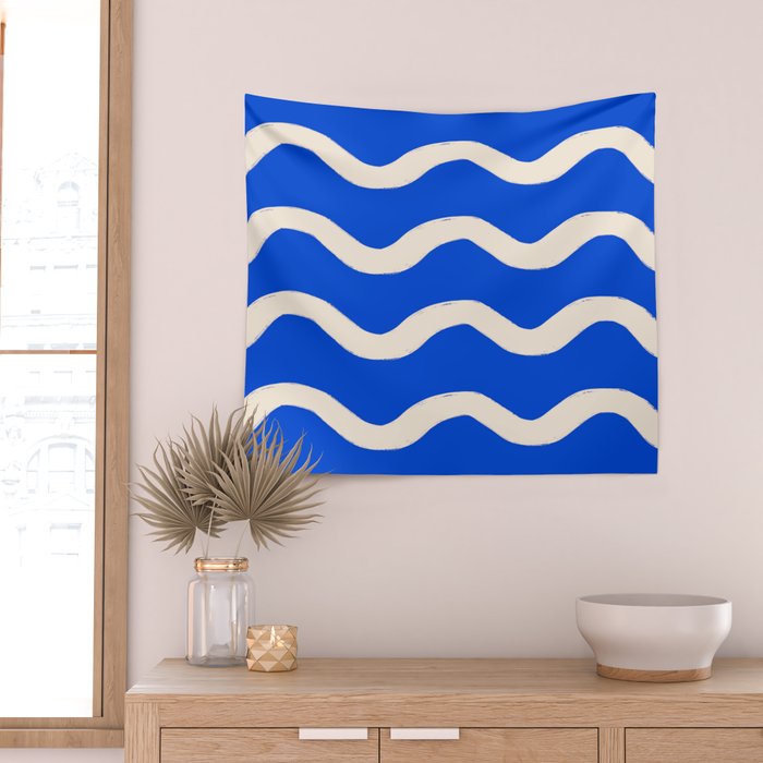 Sapphire Blue Ocean Waves Wall Tapestry Gallery Image 2
