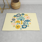 Magical Woodland Floral With Mushrooms Rug Gallery Image 1