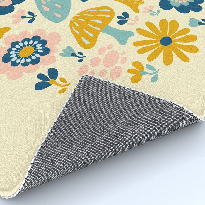 Magical Woodland Floral With Mushrooms Rug Gallery Image 4