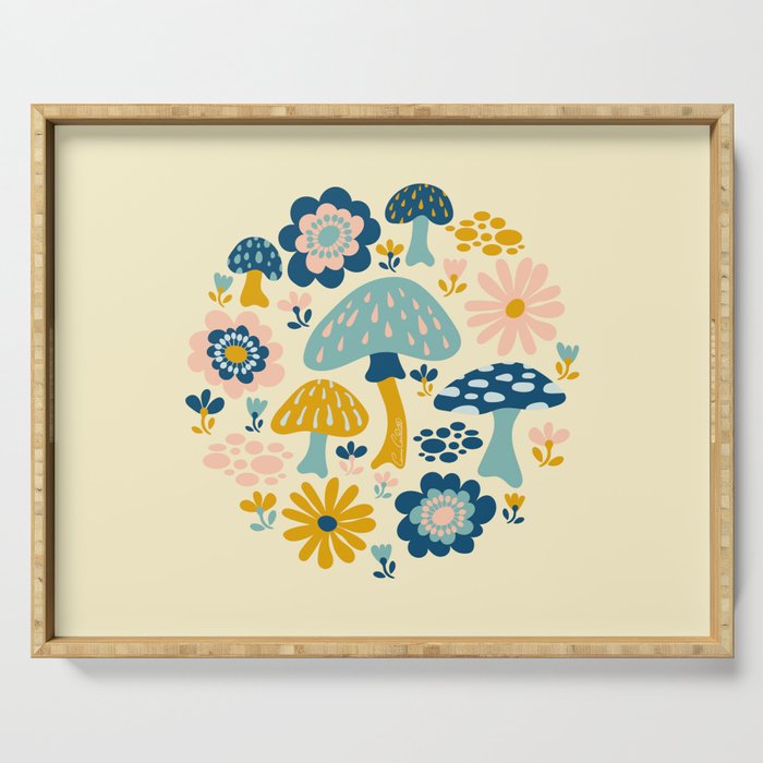 Magical Woodland Floral With Mushrooms Serving Tray Gallery Image 1