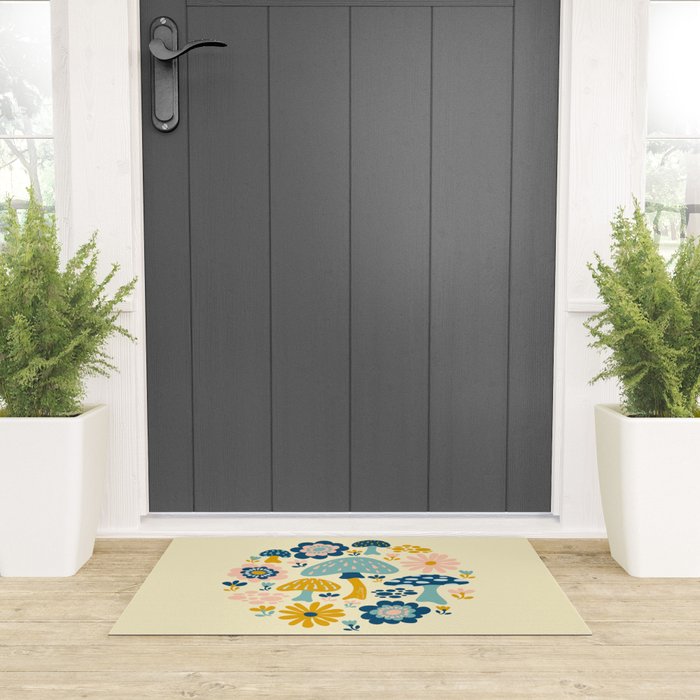 Magical Woodland Floral With Mushrooms Welcome Mat Gallery Image 3