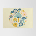 Magical Woodland Floral With Mushrooms Rug Gallery Image 2