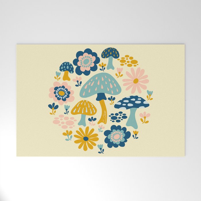 Magical Woodland Floral With Mushrooms Welcome Mat Gallery Image 1