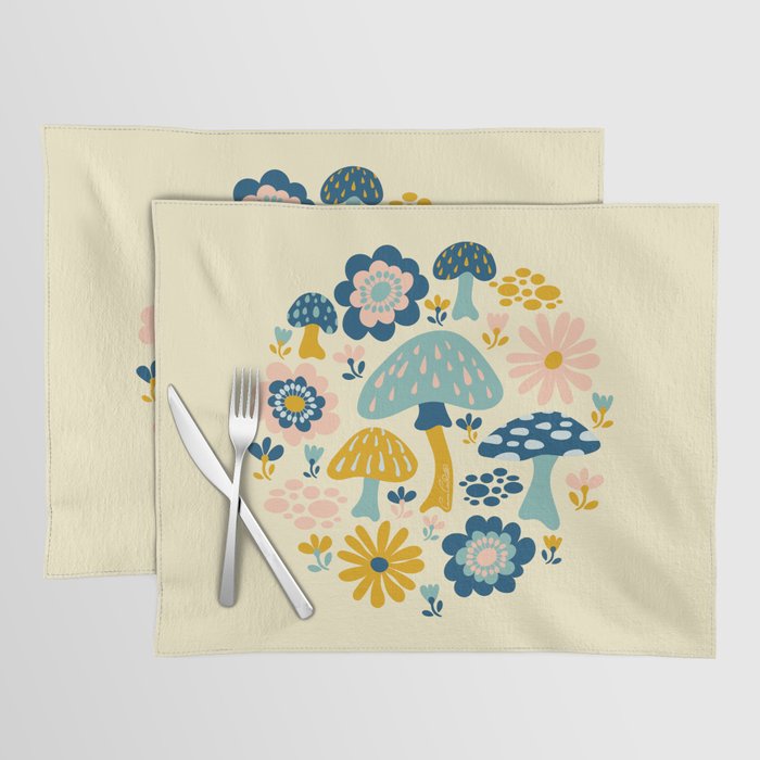 Magical Woodland Floral With Mushrooms Placemat Gallery Image 1