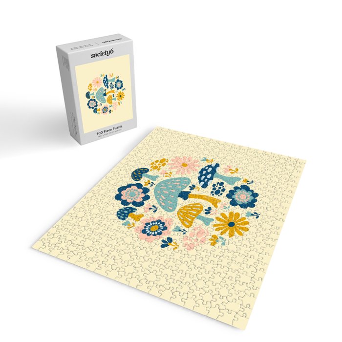 Magical Woodland Floral With Mushrooms Jigsaw Puzzle Gallery Image 2