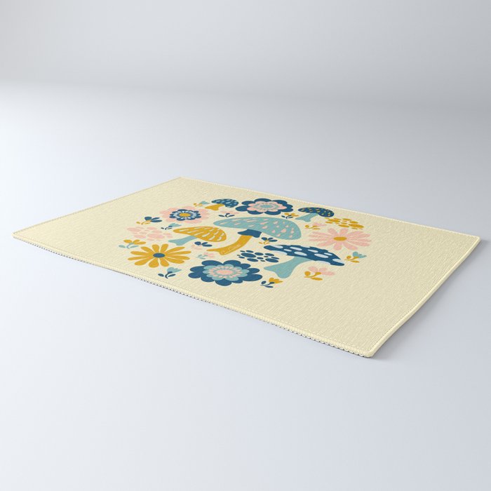 Magical Woodland Floral With Mushrooms Rug Gallery Image 3