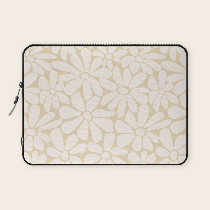 Retro Floral Neutral - Off-White and Beige Laptop Sleeve Gallery Image 1