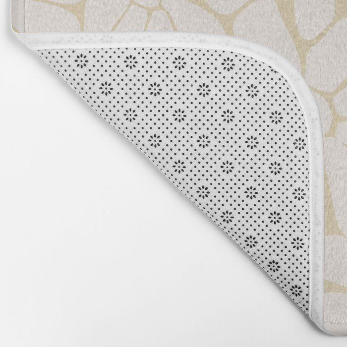 Retro Floral Neutral - Off-White and Beige Bath Mat Gallery Image 2