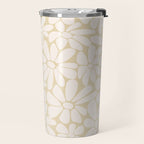 Retro Floral Neutral - Off-White and Beige Travel Mug Gallery Image 2