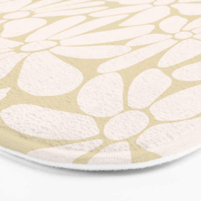 Retro Floral Neutral - Off-White and Beige Bath Mat Gallery Image 3