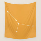 Cancer Zodiac Star Constellation Line Art Peach Orange Wall Tapestry Gallery Image 4