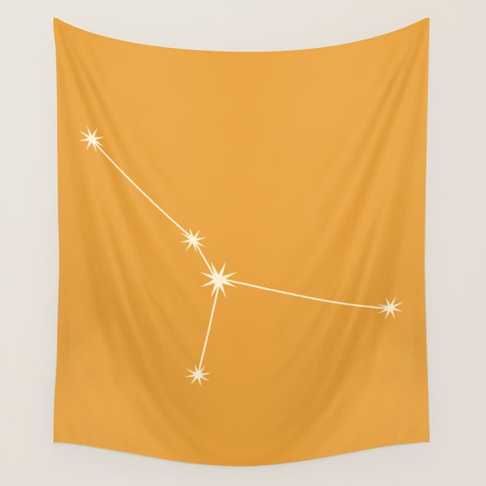 Cancer Zodiac Star Constellation Line Art Peach Orange Wall Tapestry Gallery Image 1