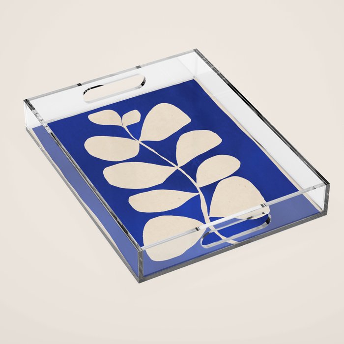 Abstract Minimal -Plant 3-2  Cobalt Blue Acrylic Tray Gallery Image 1