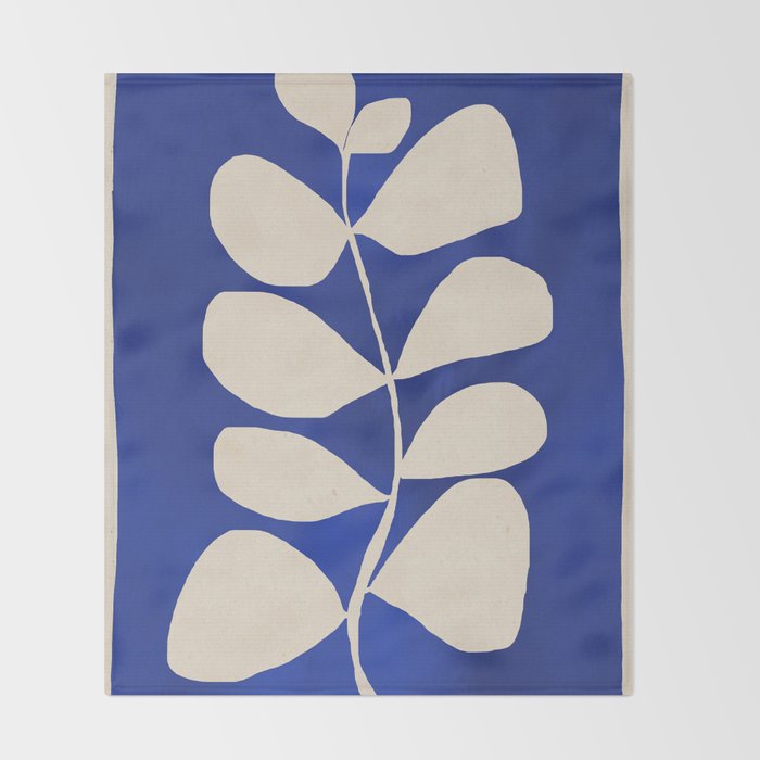 Abstract Minimal -Plant 3-2  Cobalt Blue Throw Blanket Gallery Image 2